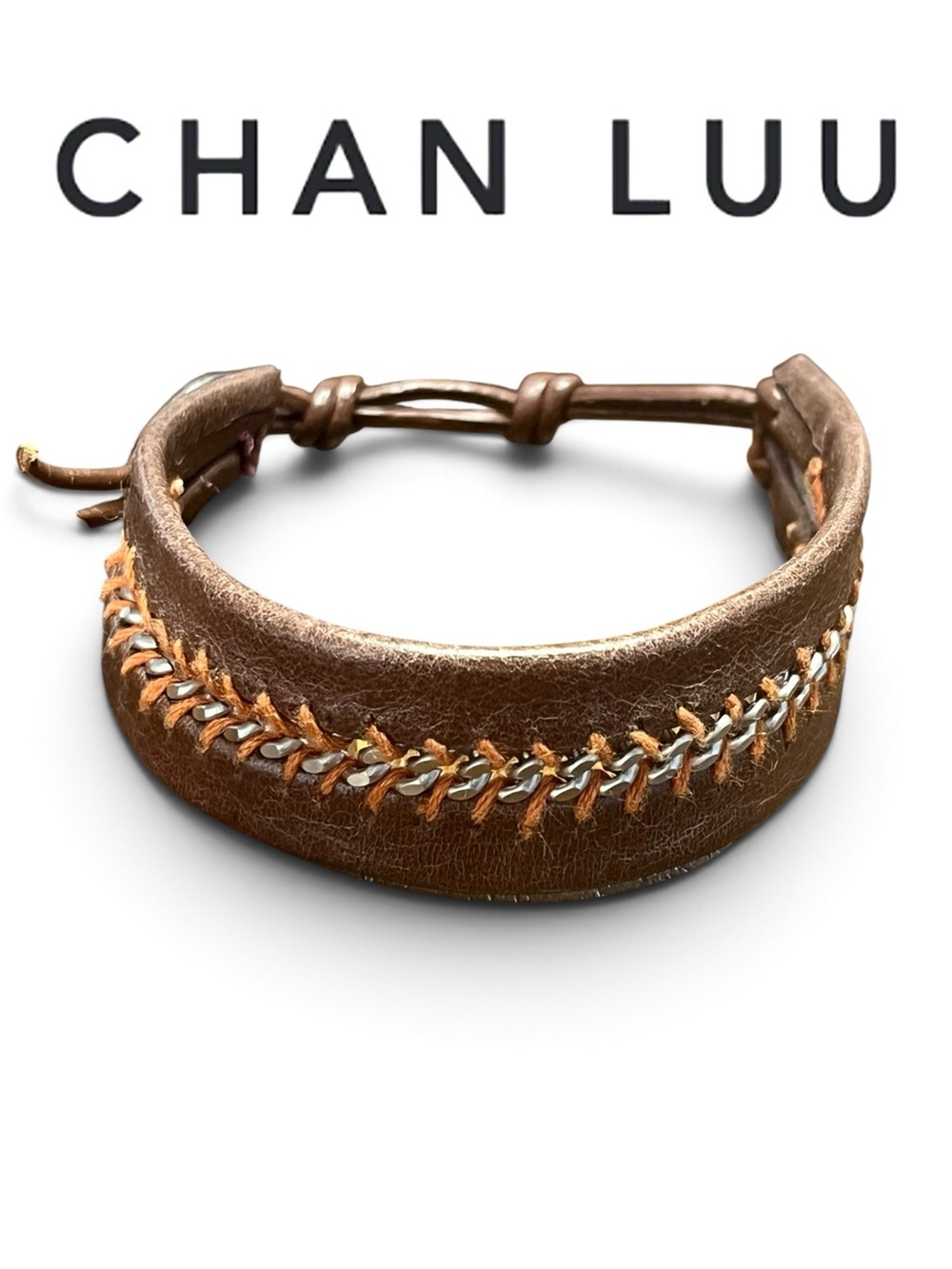 Chan Luu Vintage Leather and Sterling Single Wrap Bracelet